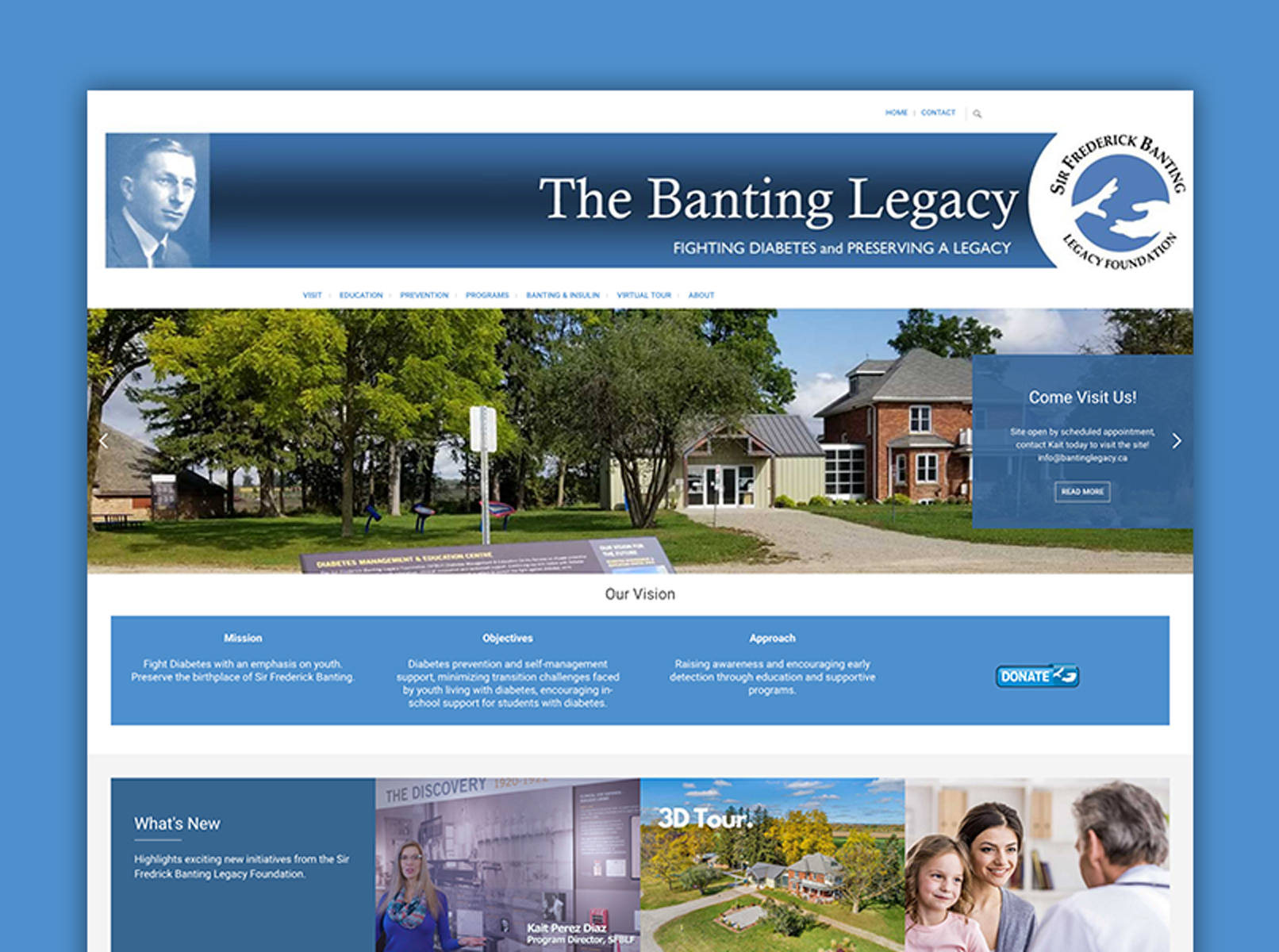 Capture d’écran de la page d’accueil de The Banting Legacy