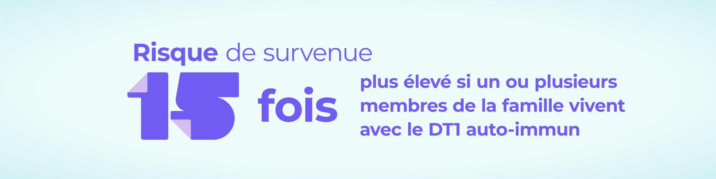 Risque de survenue 15 fois plus élevé si un ou plusieurs membres de la famille vivent avec le DT1 auto-immun 